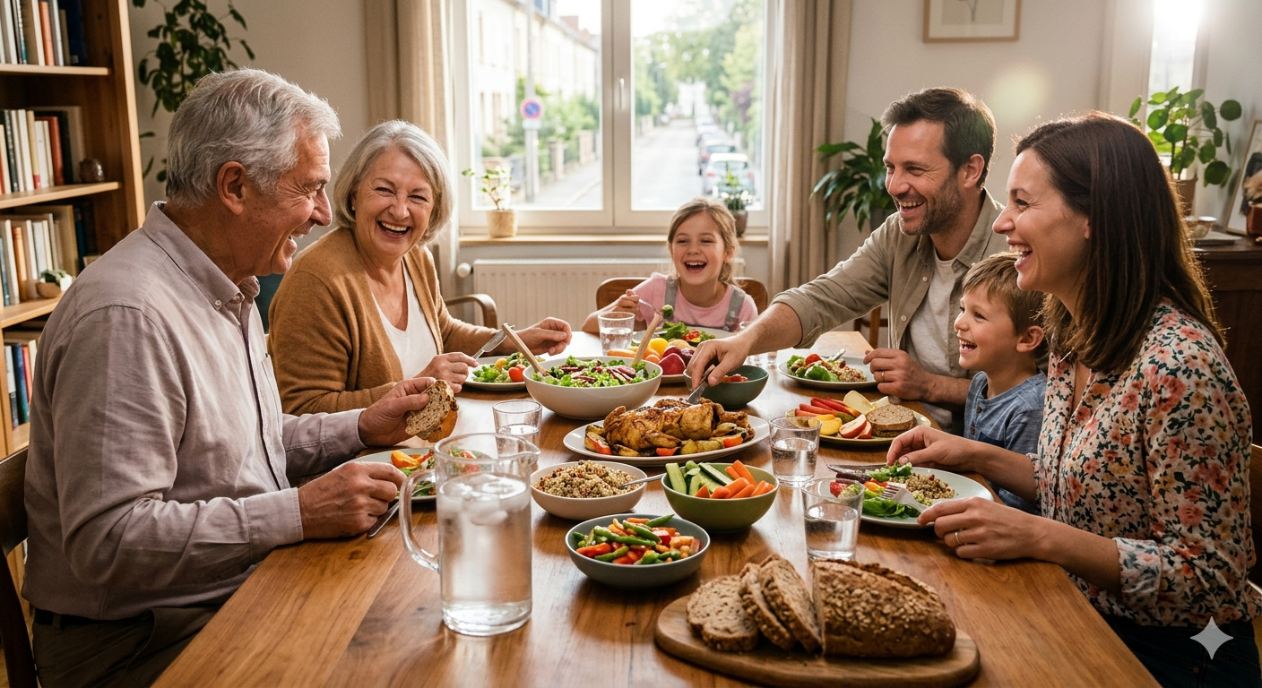 Repas convivial et familial - Bleu Longévité
